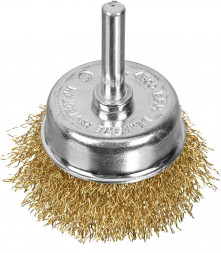 Щетка MATRIX Щетка для дрели, 50 мм, "чашка" со шпилькой, латунированная витая проволока// MATRIX Щетка для дрели, 50 мм, "чашка" со шпилькой, латунированная витая проволока//