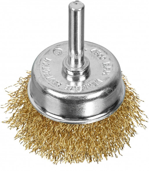 Щетка MATRIX Щетка для дрели, 50 мм, "чашка" со шпилькой, латунированная витая проволока// MATRIX Щетка для дрели, 50 мм, "чашка" со шпилькой, латунированная витая проволока//