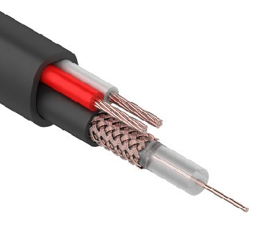 кабель д/видеоанаблюдения REXANT (01-4013) Кабель для видеонаблюдения KBK-П-2x0,50мм, 200м., черный OUTDOOR