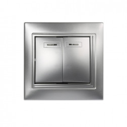 выключатель SMARTBUY (SBE-01s-10-SW2-1-c) Венера, 2-клавишный,серебрро