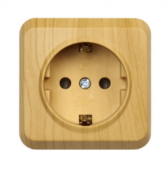 Розетка SMARTBUY (SBE-03lw-16-S1-Z) Юпитер, 1-местная, светлое дерево