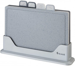 AGNESS НАБОР ИЗ 4 ДОСОК НА ПОДСТАВКЕ, ЦВЕТ: СЕРЫЙ 671-207