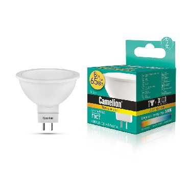 Лампа светодиодная CAMELION (12871) LED8-S108/830/GU5.3/8Вт