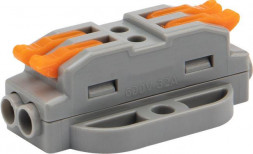 Клемма REXANT (07-6262-5) Клемма СМК 222-422P проходная 2 полюса, с монтажной площадкой (0,08-4 мм ), серая (блистер 5 шт./уп.)