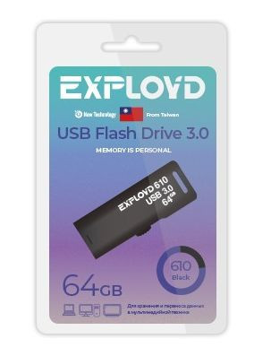 USB флэш-накопитель EXPLOYD EX-64GB-610-Black USB 3.0