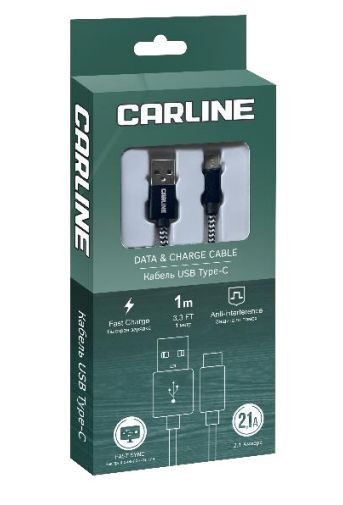 Кабель CARLINE CAB01121 USB-Type C 2.1А 1 метр тканевая оплетка