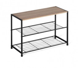 Полка для обуви SHEFFILTON SHT-SR12 черный муар/скандинавский орех металл/ЛДСП (179344)