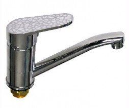 Смеситель для кухни BRIMIX 3250S Смеситель кухонный шаровый нос 15 см ручка с белой мозаикой