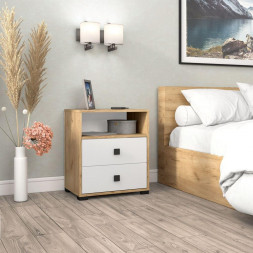 Тумба прикроватная БИТЕЛ ЛАУРА Дуб крафт золотой/Белый (1 упаковка)
