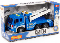 Игрушка ПОЛЕСЬЕ Сити , автомобиль-эвакуатор инерционный (со светом и звуком) (синий) (в коробке) 86525