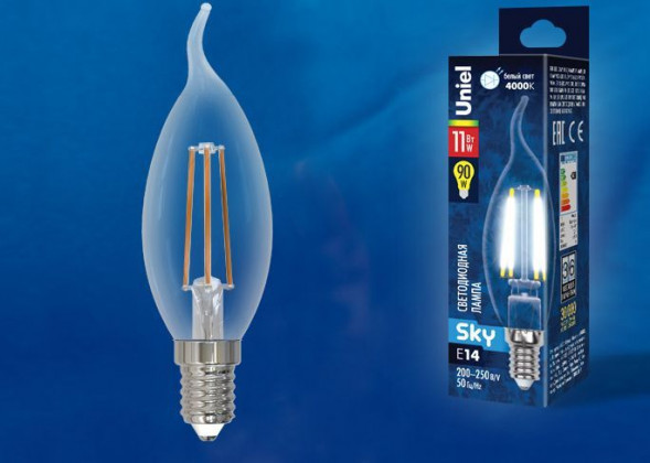 Лампочки светодиодные UNIEL (UL-00005171) LED-CW35-11W/4000K/E14/CL PLS02WH