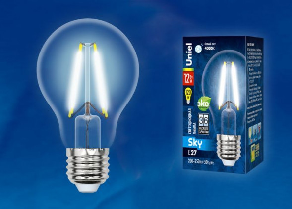 Форма &quot;А&quot; UNIEL (UL-00004867) LED-A60-12W/4000K/E27/CL PLS02WH