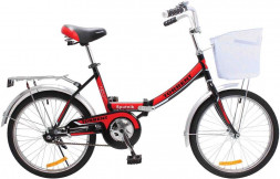 Велосипед TORRENT Sputnik (рама сталь складная 15", дорожный, 1 скорость, колеса 20д., корзина) 4000116 Красный, черный