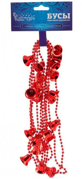 Шары и украшения ВОЛШЕБНАЯ СТРАНА Бусы Колокольчики 2, 7м красный 104003 (6)