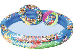 Бассейн BESTWAY 51124 Набор: надувной бассейн 122*20 см, 137 л,+к руг + мяч