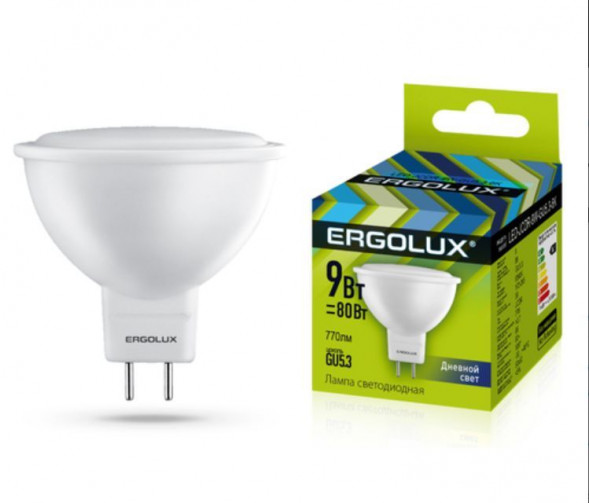 Лампа ERGOLUX (13626) LED-JCDR-9W-GU5.3-6K (Эл.лампа светодиодная JCDR 9Вт GU5.3 6500K 180-240В)