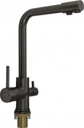 Смеситель для кухни MAGNUS 8247 Смеситель кухонный ГРАФИТ, шаровый, с двойным выпуском воды для фильтра, материал латунь