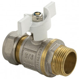 Кран TITAN 278 Кран для металопластика 20х3/4 ц/ш белая бабочка /латунный