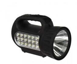 Фонари прожектора ЧИНГИСХАН Фонарь прожектор аккумуляторный18 SMD + 1 Вт LED, шнур 220В, резинопластик, 18x11 см 198-041