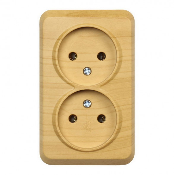 Розетка SMARTBUY (SBE-03lw-10-S2-N) Юпитер, 2-местная, светлое дерево