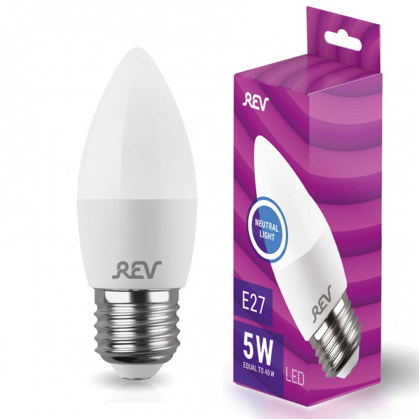 Лампа светодиодная REV 32274 0 LED C37 Е27 5W, 4000K, нейтральный свет