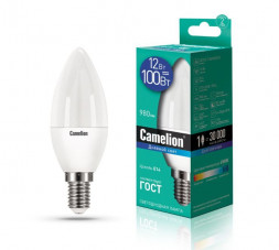 Лампа светодиодная CAMELION (13691) LED12-C35/865/E14/12Вт/6500К