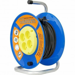 удлинитель GLANZEN EB-50-014, на катушке, б/з, 4 роз - 50м