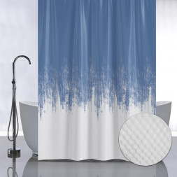 Штора для ванной САНАКС 05-04 Штора с рельефным теснением, принт ПЕРЕХОД - СИНИЙ, в ванную комнату, без колец, полиэстер/микрофибра, 180х180 см