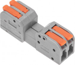 Клемма REXANT (07-5262) Клемма СМК 222-422R проходная разъемная 2 полюса серая 0,2-2,5/4мм (50 шт/уп)