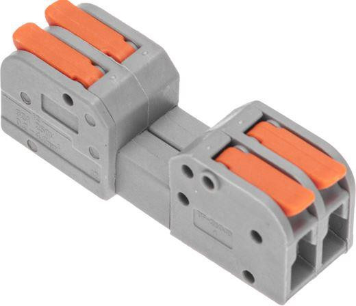 Клемма REXANT (07-5262) Клемма СМК 222-422R проходная разъемная 2 полюса серая 0,2-2,5/4мм (50 шт/уп)