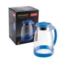Кувшин MALLONY Кувшин BROCCA-2500, объем: 2,5 л, из жаропрочного стекла, с пластик ручкой, синий дизайн (910116)
