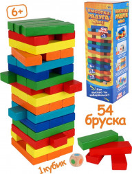 Игрушка РЫЖИЙ КОТ Игра Башня.Высотка Радуга Maxi высота 27см,размер бруска:15*25*75 мм,54 эл.,в коробке(Арт.ИН-9656)