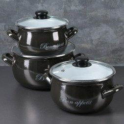 Набор кастрюль INTEROS Металлик набор 3-х пр.с/к 2234А