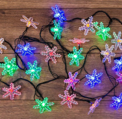 Гирлянда NEON-NIGHT (303-065) Гирлянда &quot;СНЕЖИНКИ&quot; 30 LED мульти 4,4М с контролером