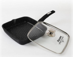 Сковорода МЕЧТА С66802 Гранит black 26*26см с несъемной ручкой и стекл. Крышкой