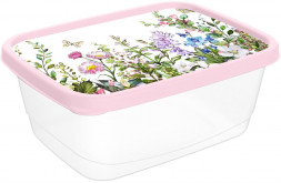 HOMVER Цветущий луг прямоугольный 0,85л с декором (светло-розовый) 223110907/01