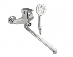 Смеситель для ванны BRIMIX 3370 Смеситель в ванную с дивектором на корпусе шаровый ручка с черной мозаикой