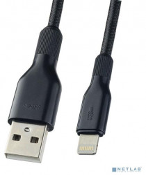 Кабель PERFEO (I4318) USB A вилка - Lightning вилка, 2.4A, черный, длина 1 м., Light SOFT