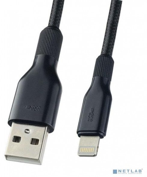 Кабель PERFEO (I4318) USB A вилка - Lightning вилка, 2.4A, черный, длина 1 м., Light SOFT