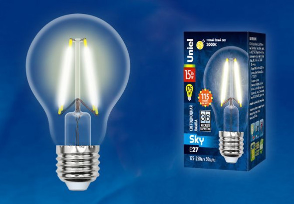 Форма &quot;А&quot; UNIEL (UL-00005849) LED-A60-15W/3000K/E27/CL PLS02WH