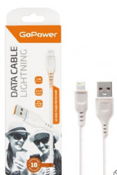 Кабель GOPOWER (00-00018567) Кабель GP01L USB (m)-Lightning (m) 1.0м 2.4A белый