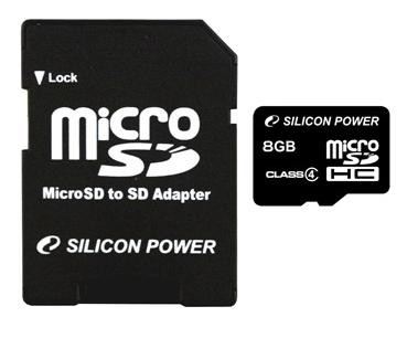 Карта памяти SILICON POWER MicroSDHC 8GB Class4+адаптер(5)