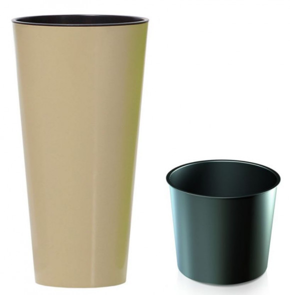 Кашпо PROSPERPLAST Кашпо TUBUS SLIM SHINE DTUS300S-7502U кофе 2пр 15 и 27л