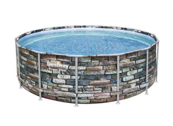 Бассейн каркасный BESTWAY Бассейн каркасный Power Steel, 427 x 122 см, фильтр-насос, лестница, тент, 56993