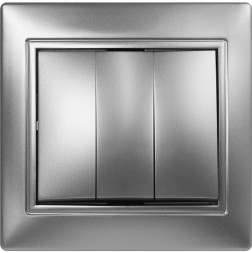выключатель SMARTBUY (SBE-01s-10-SW3-0) Венера, 3-клавишный,серебрро