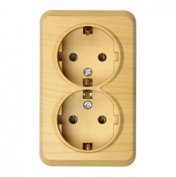 Розетка SMARTBUY (SBE-03lw-16-S2-Z) Юпитер, 2-местная, светлое дерево