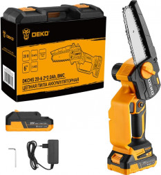 Пила цепная аккумуляторная DEKO DKCHS 20-6, 20В, 2x2.0Ач в кейсе 063-4481
