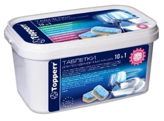 Таблетки для ПММ TOPPERR 3329 Таблетки для посудомоечных машин 10в1, 100 шт. в уп.