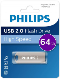 Флеш накопитель PHILIPS IRON 2.0 64Gb серебристый (FM64FD150B/97)
