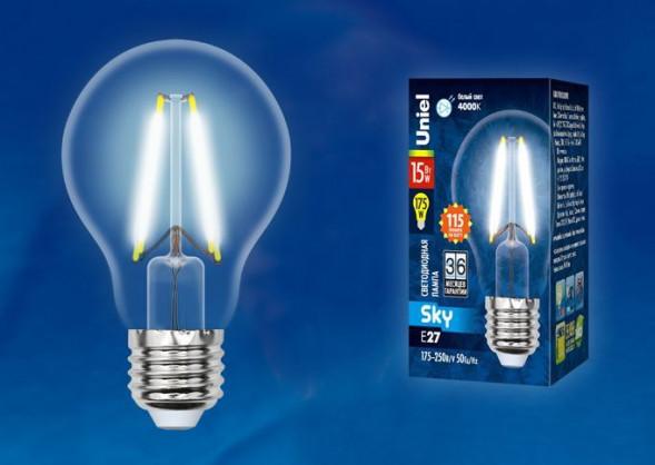 Форма &quot;А&quot; UNIEL (UL-00005850) LED-A60-15W/4000K/E27/CL PLS02WH